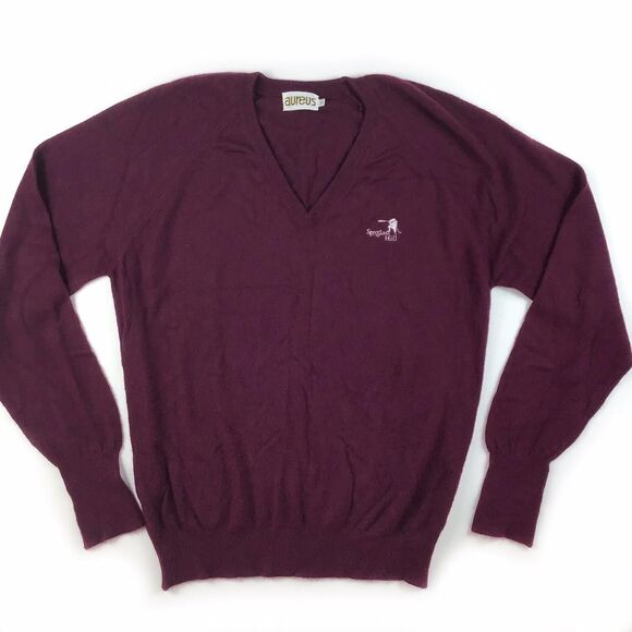 Men's vintage sweater M v-neck burgundy red spyglass Golf old money classic soft - Picture 1 of 4